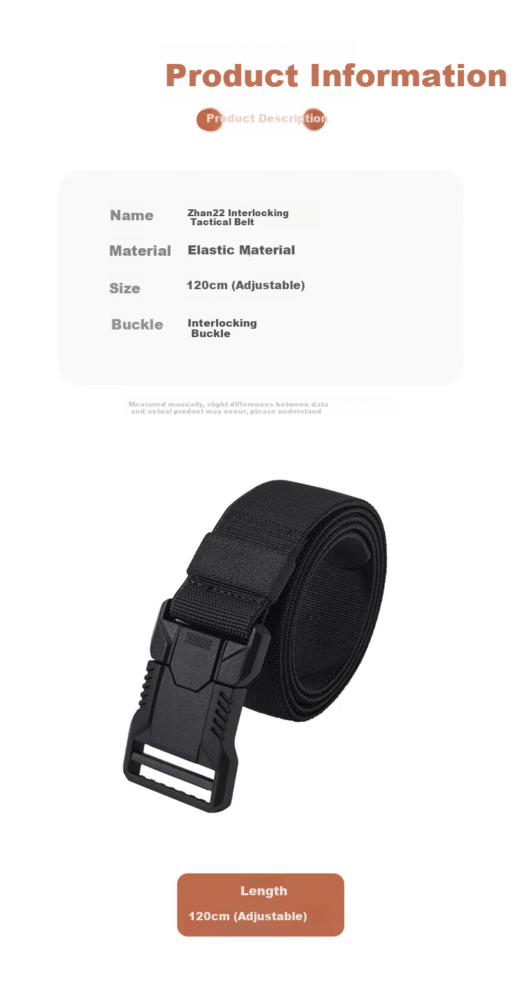 Biyoumei Men's Tactical Quick-Release Elastic Belt Student Business Casual Military Training Belt Birthday Gift Leather Belt 3