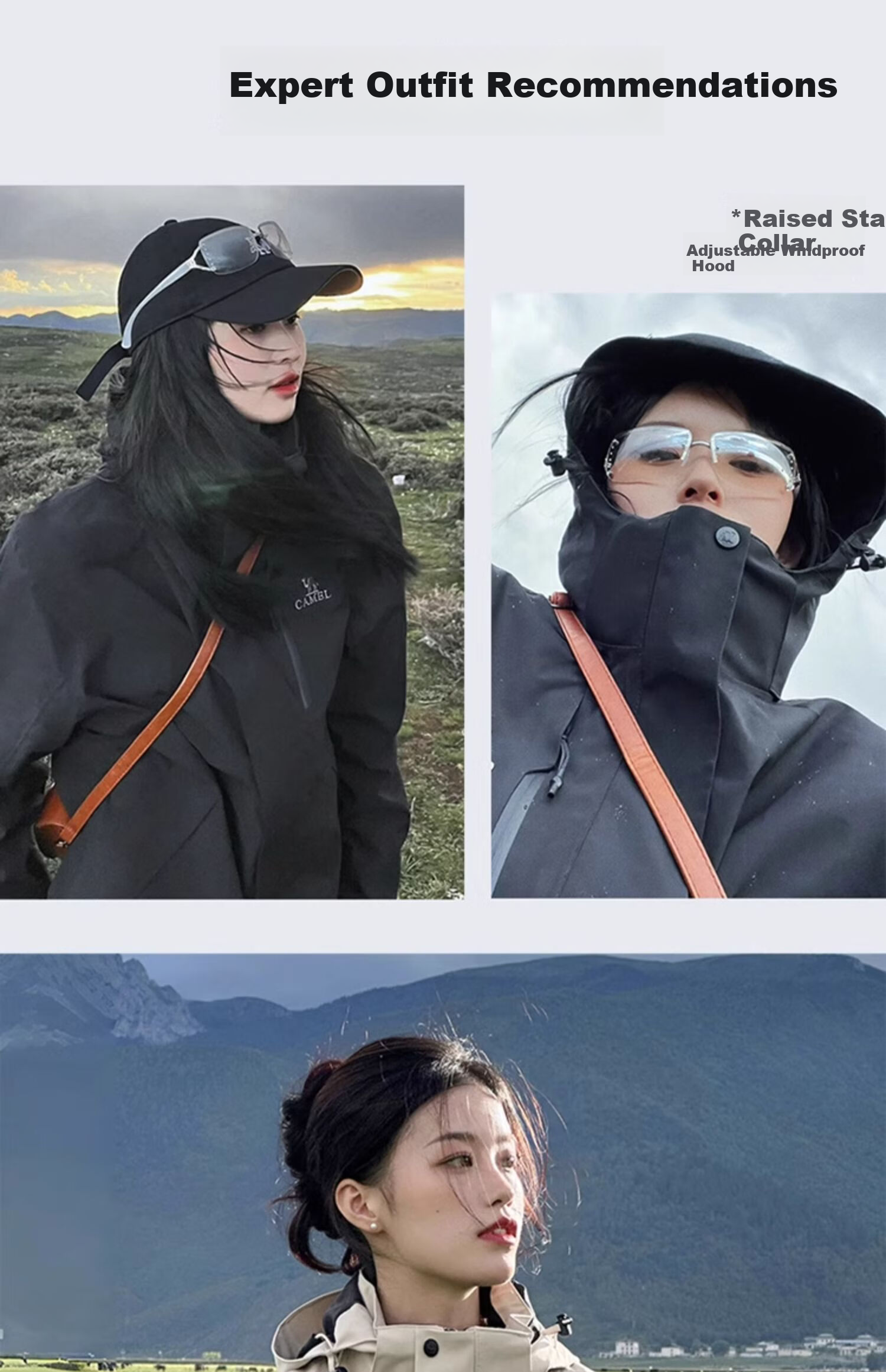 CAMEL Women's 3-in-1 Black Softshell Jacket Men's Outdoor Waterproof Windproof Rainproof Hiking Mountaineering Coat 15