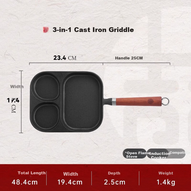 Wang Yuan Ji Breakfast Pan Non-Stick-Free Egg Frying Pan Steak Frying Pan 3-in-1 Breakfast Pan Induction Cooker Egg Frying Tool