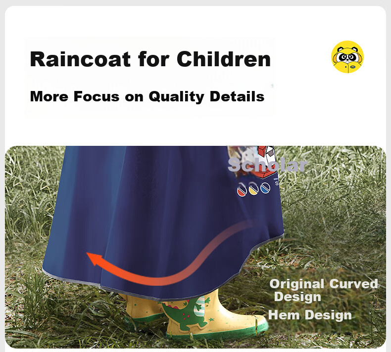Moremerry Children's Raincoat for Boys And Girls, Full-Body Waterproof Poncho for Primary And Secondary School Students, Navy Blue Mecha Design, Size 4XL 17