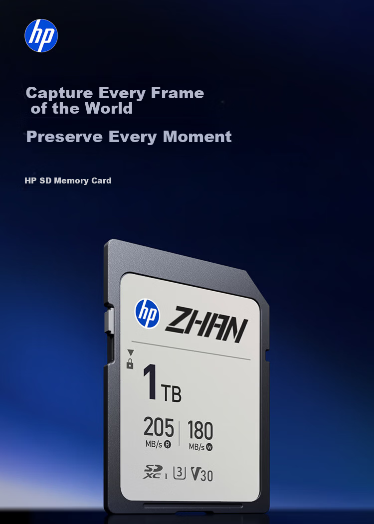 HP 512GB SD Memory Card 4K V30 U3 C10 Camera Storage Card 205MB/s Read 170MB/s Write Memory Card for Mirrorless/DSLR Cameras 1