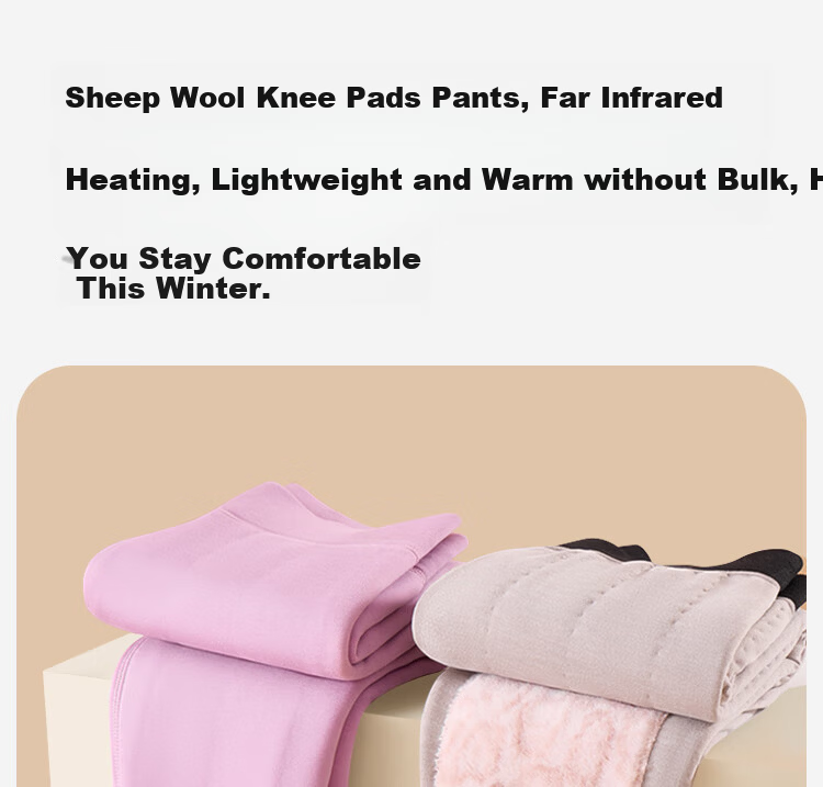 Langsha Women's Thermal Pants Fleece Lined Thickened 100% Wool Knee Protection Autumn Winter Plus Size Extra Thick Cold Resistant Cotton Leggings 5