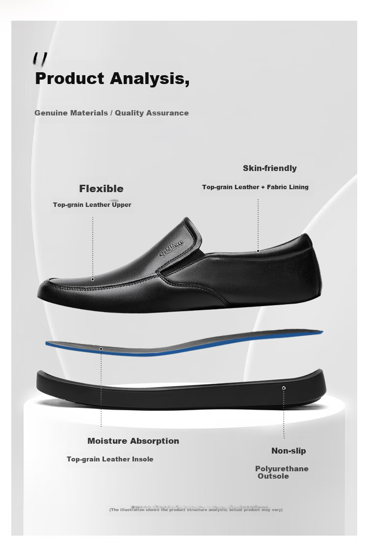 Goldlion Men's Casual Leather Slip-On Commuter Business Shoes G508530763AAB Black Size 40 3