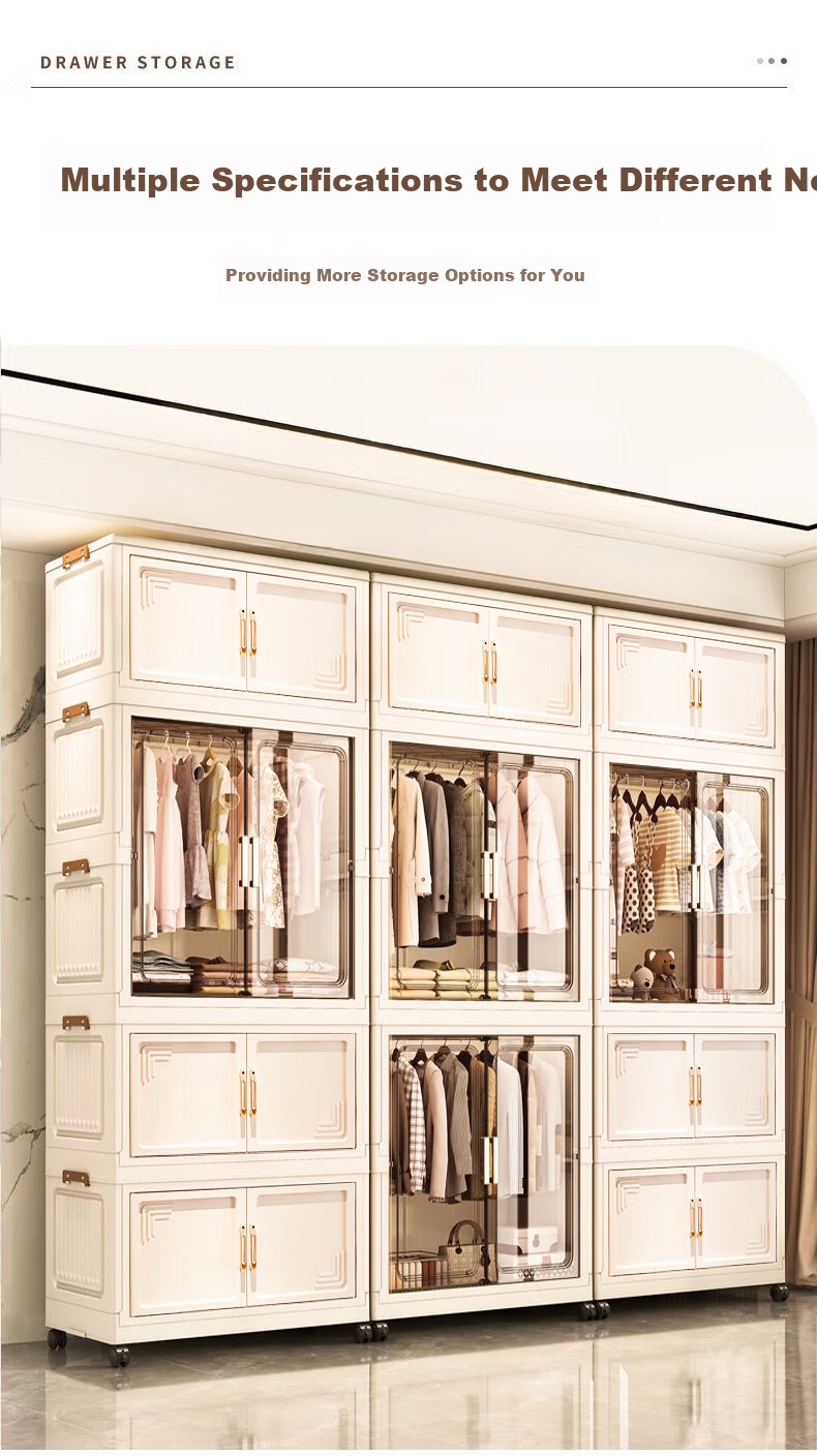 Quanpinwu Children's Wardrobe Easy No-Assembly Baby Clothes Storage Cabinet Bedroom Plastic Storage Cabinet Household Shelving Unit 4