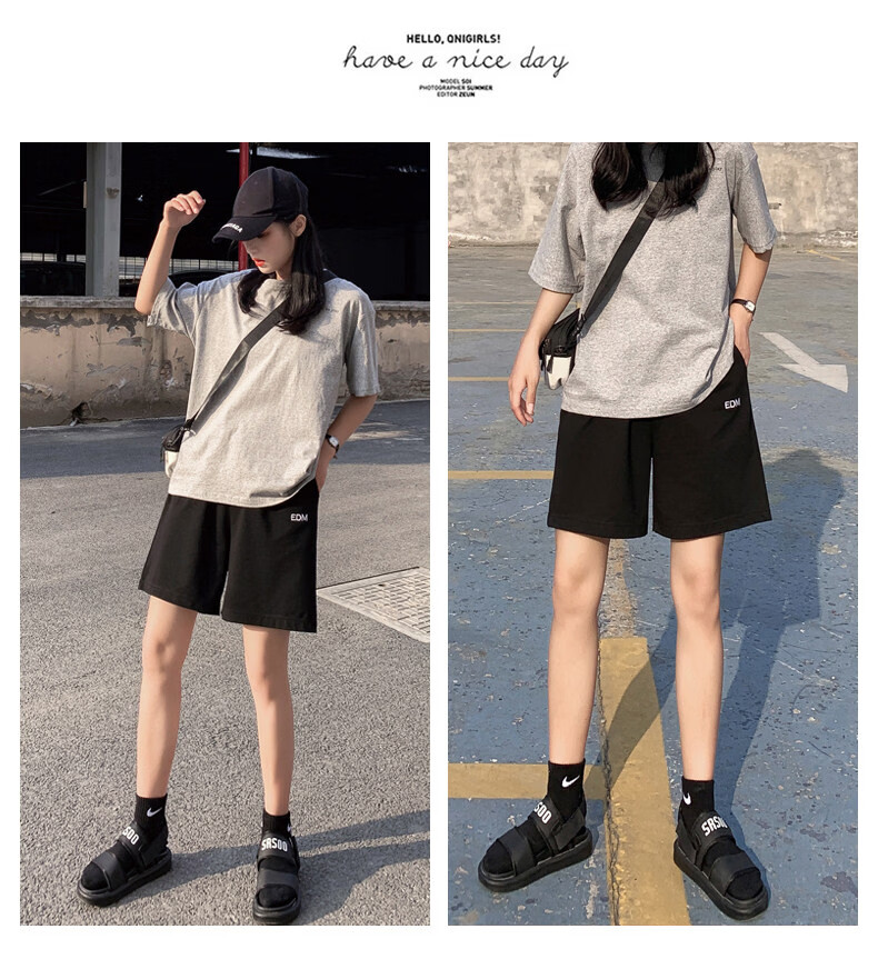 Langsha Women's Sports Shorts Pure Cotton Summer Thin Loose 2026 New Casual Five-Point Pants Trendy Ins Hong Kong Style Retro Mid-Length Shorts 12