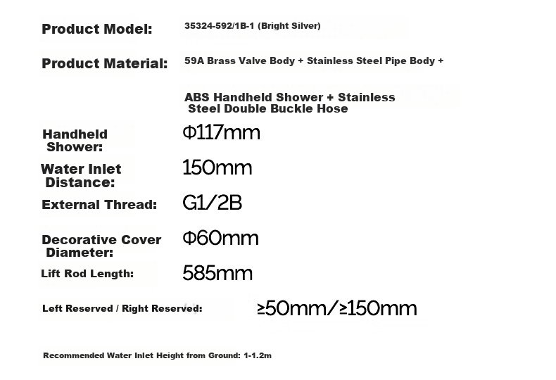 JOMOO Bright Silver Integrated Lifting Silicone Descaling Three-Function Split Shower Set Spray Gun Model 35324-592/1B-1 26