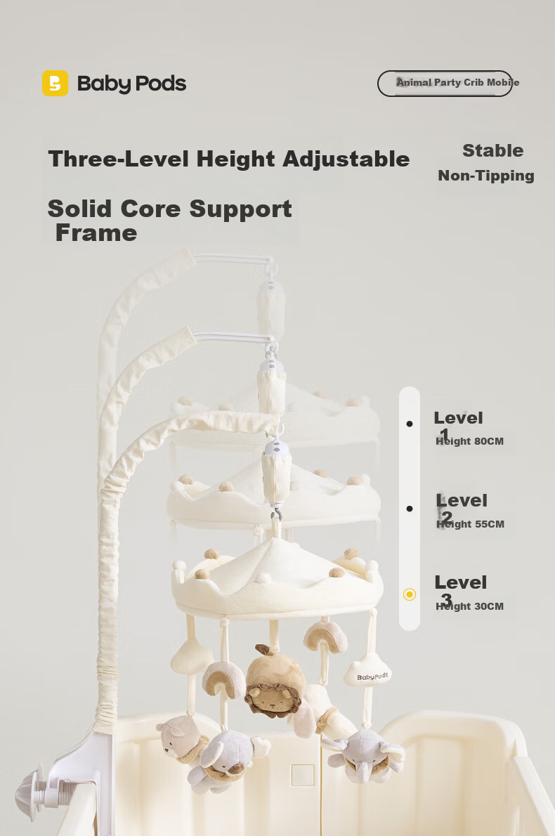 Babypods Newborn Crib Mobile Baby Gift Set Soothing Toy 0-6 Months Rotating Plush Doll First Birthday Present 15