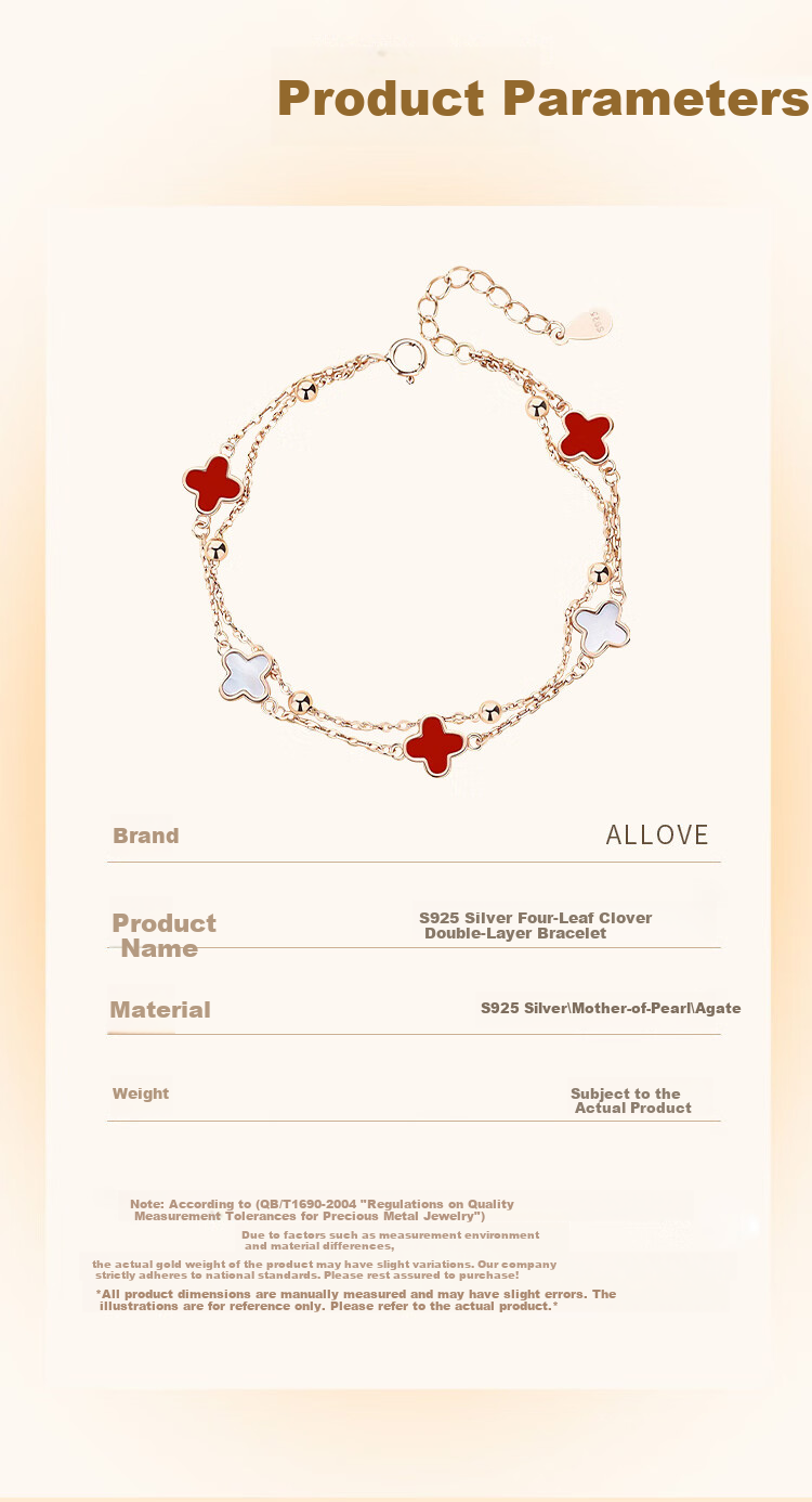 ALLOVE Four-Leaf Clover Sterling Silver Bracelet for Women 2026 New Jewelry Birthday 520 Valentine's Day Gift for Girlfriend Wife 5