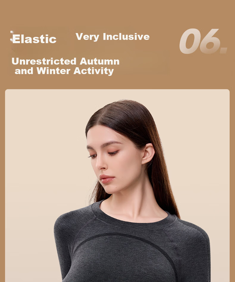 GRACEWELL Women's Seamless Thermal Underwear Set, Skin-Enhancing Base Layer, Slim Fit Autumn Top and Bottom, Cocoa Brown, Size F 16