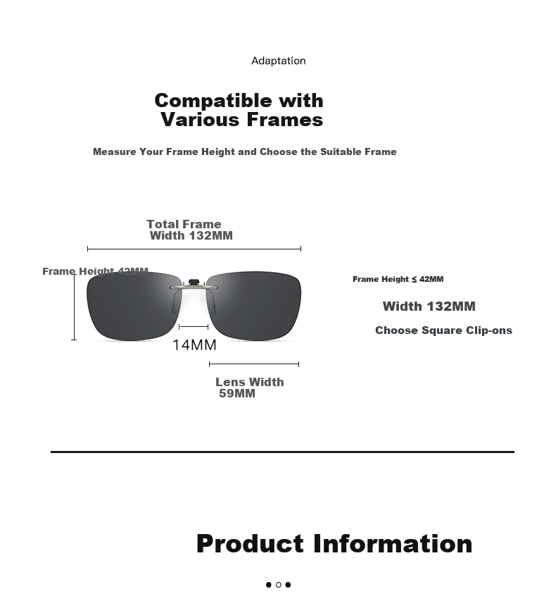 CAXMAN Clip-On Polarized Prescription Sunglasses for Men and Women, Lightweight Square Driving Glasses, UV Protection and Sunshade 10