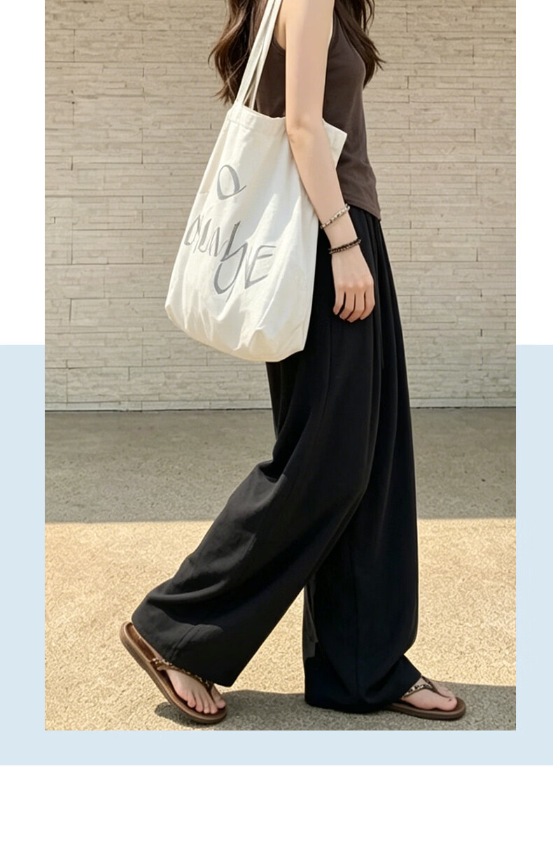 Langsha Linen Wide-Leg Pants for Women 2026 New Summer Thin High-Waist Breathable Relaxed Casual Curved Leg Pants 27