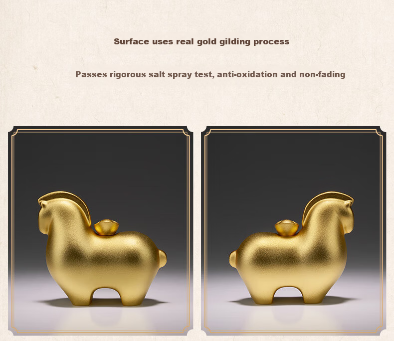 Master Tong "Instant Wealth" Desktop Real Gold Plated Horse Ornament Home Decoration Festival Gift 7