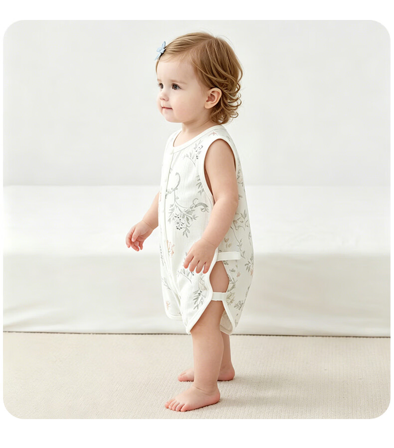 Aibao Baby Summer Thin Sleeveless Romper Bodysuit Newborn Crawling Suit T350 Platycodon 66cm 11