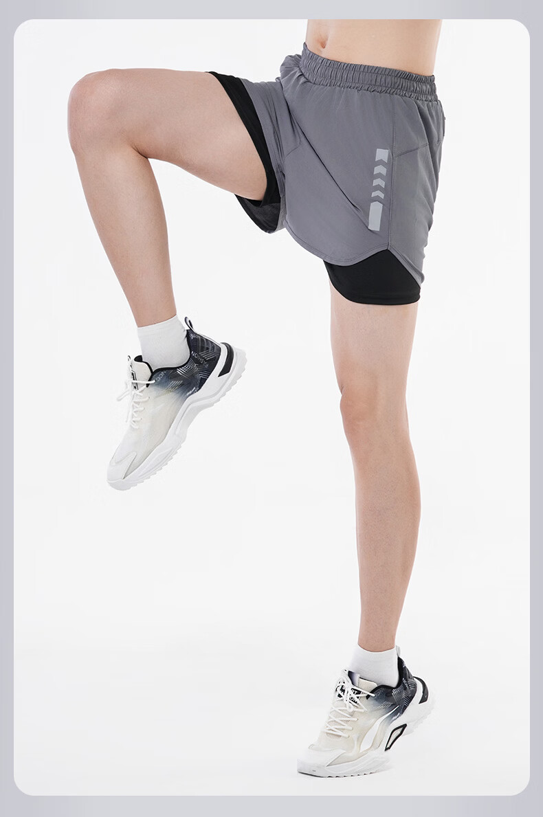 VICTORIATOURIST Men's Running Shorts with Sports Lining, Three-Quarter Length Track Pants, Indoor Professional Marathon Quick-Dry Two-In Fitness Shorts 18