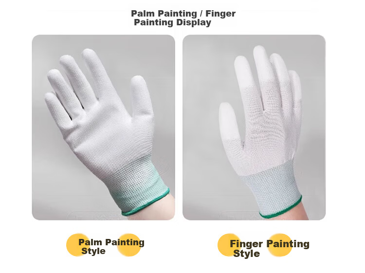 Beifute Anti-Static Gloves Carbon Fiber Nylon PU Coated Finger and Palm Work Safety Electrical Gloves 13-Gauge Breathable Wear-Resistant 3