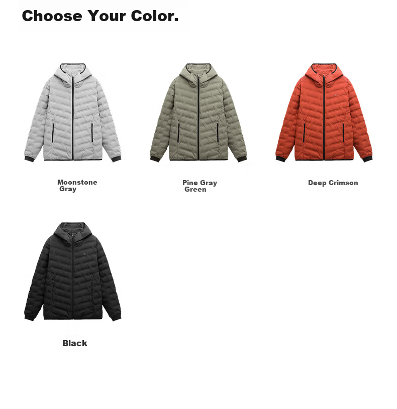 Jiao Nei Hydrogen 502Air Men's Twill Bonded Hooded Lightweight Down Jacket Commuter Warm Windproof Winter Coat 34