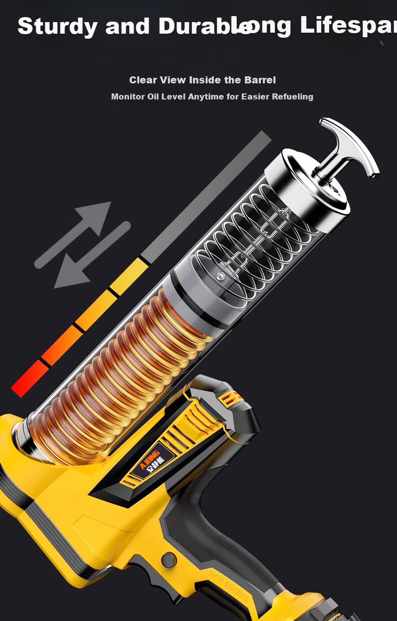 Quiet Bear Electric Grease Gun Rechargeable Lithium High-Pressure Excavator Portable Caterpillar Grease Injector Tool 12