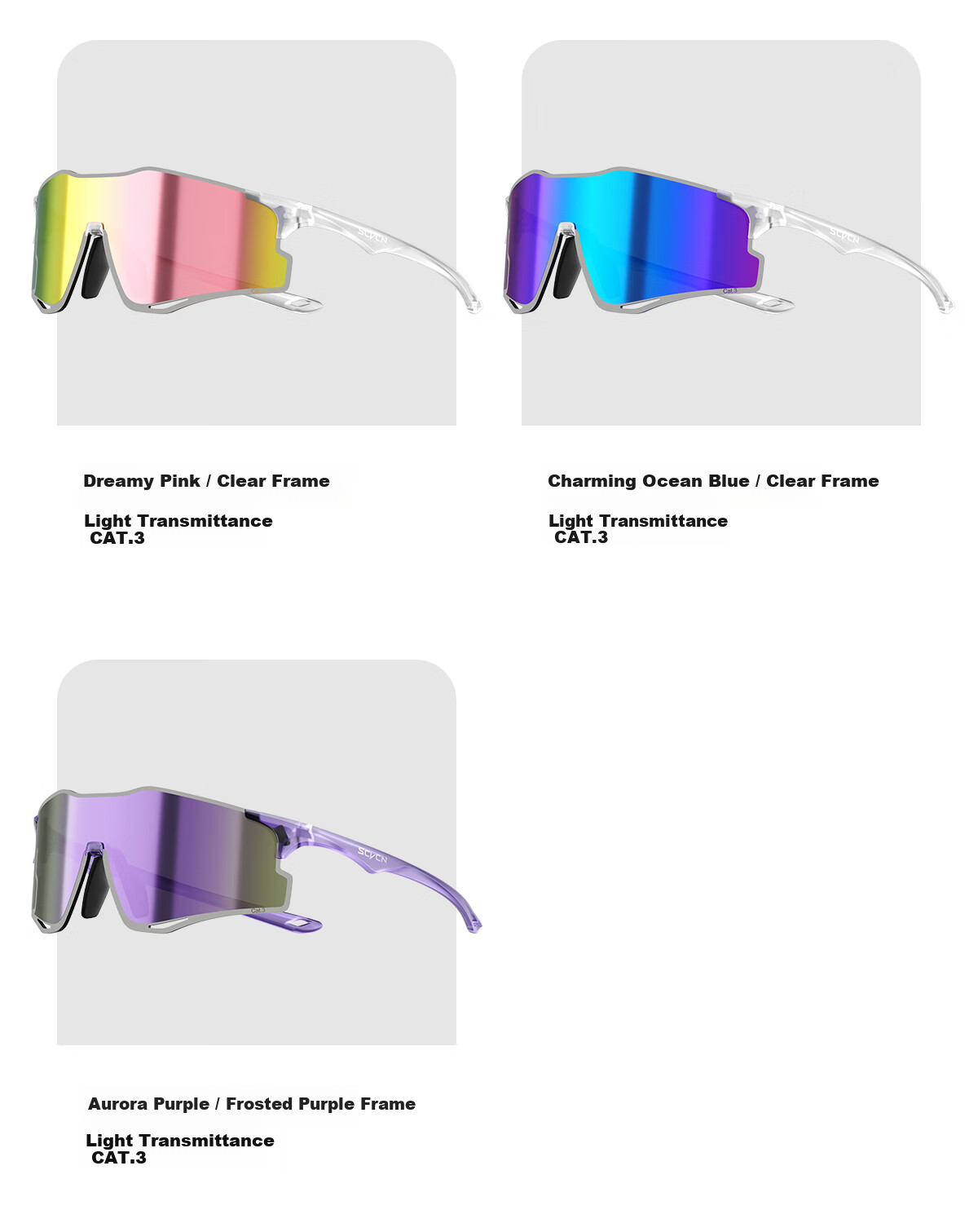 SCVCN Colorful Running Glasses Marathon Outdoor Sports Anti-Glare Windproof Sunglasses Unisex 12