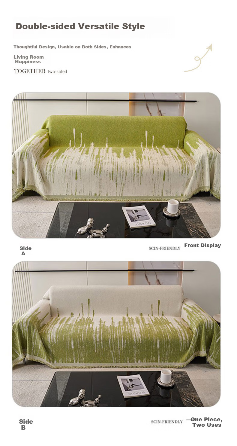Grace Chenille Sofa Cover Anti-Cat Scratch Non-Slip Four Seasons Universal Ice Spike Snow River 180*280cm 1