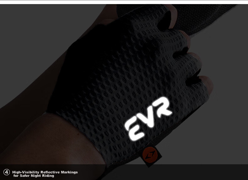 EVR Double Arrow Cycling Gloves Summer Mesh Half Finger Shock Absorption Short Finger Mountain Road Bike Black S 15
