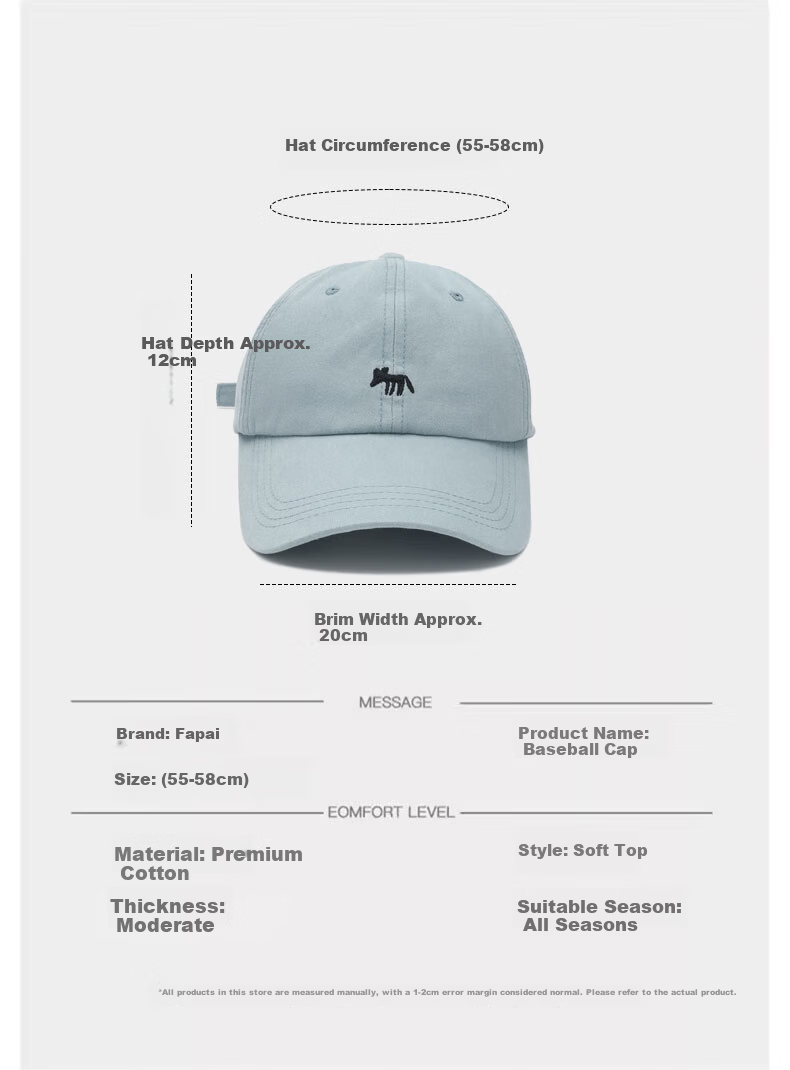 FAPAI Small Face Slimming Baseball Cap with Little Fox Embroidery Unisex Sun Hat Grape Purple One Size 56-60CM 6