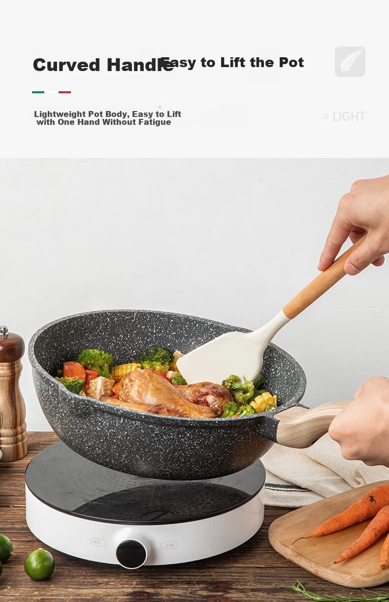 CaROTE Maifanshi Non-Stick Wok, Household Small Stir-Fry Pan, Titanium Pot, Suitable for Induction And Gas Stoves, Cooking Pan, 28cm 9