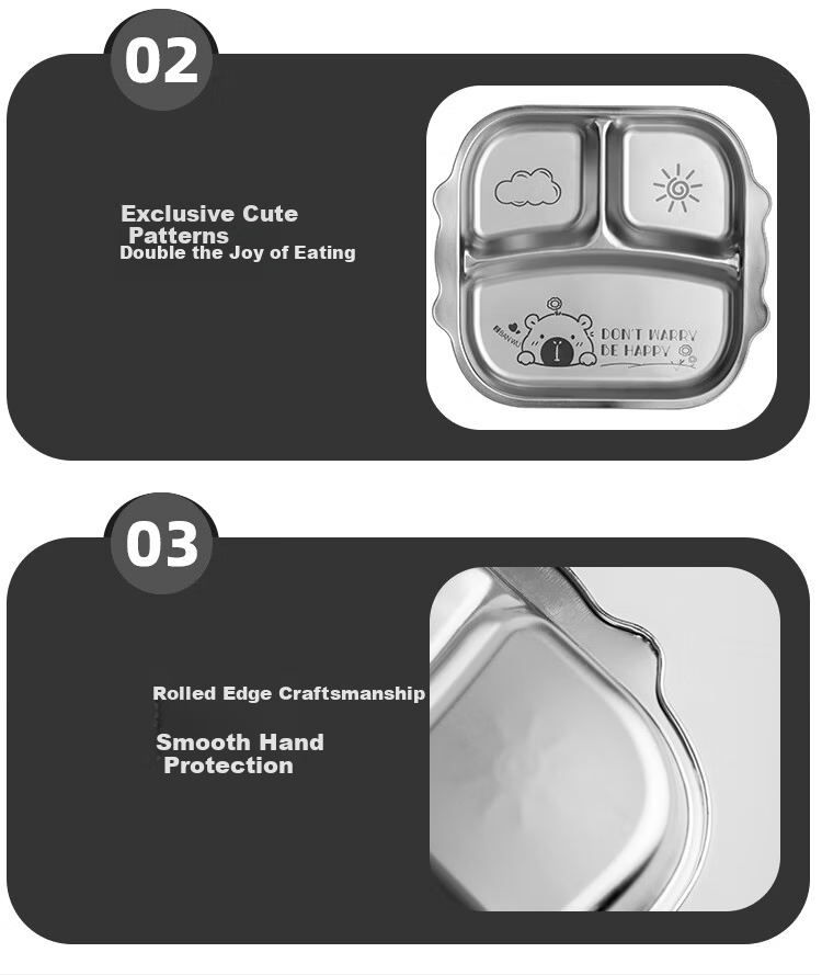 Banwu Life 304 Stainless Steel Meal Divider Plate Weight Loss 211 Compartment Plate Adult Portion Control Plate Food Divider Tray 17