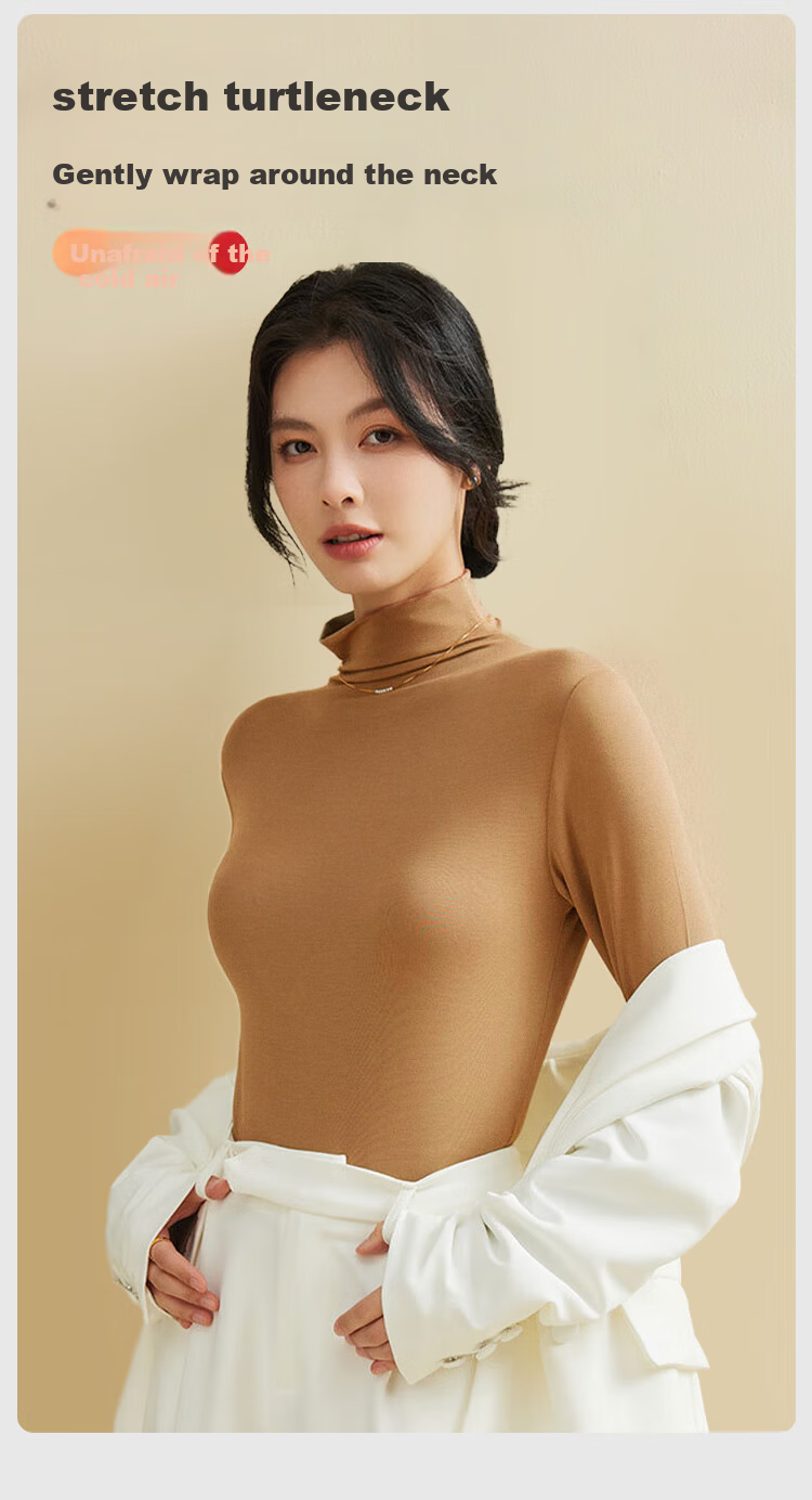 MiiOW Women's Turtleneck Base Shirt 2025 New Autumn Winter Plus Size Premium Knit Long Sleeve Top Black XL 7