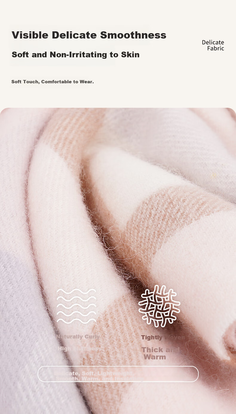 TUCANO Pure Wool Women's Winter Plaid Scarf Warm Shawl Neck Warmer Gift for Girls and Moms New Year Birthday 5
