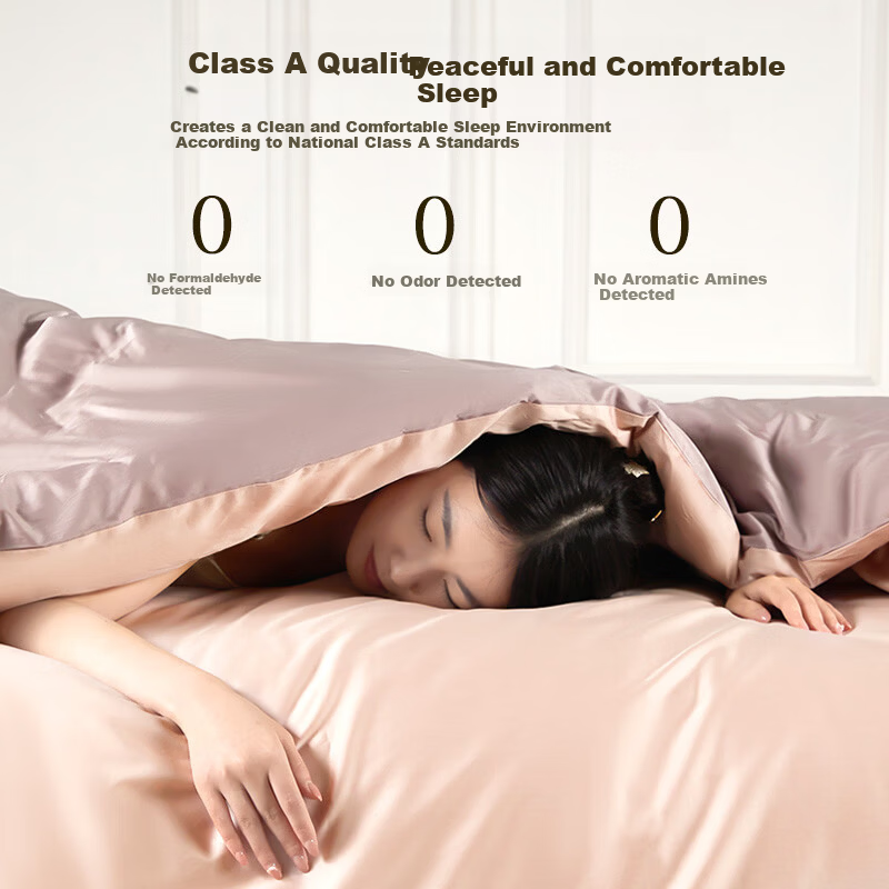 MUJI A-Class 100% Cotton 60-Count Ultra-Soft Sateen Skin-Friendly Four-Piece Bedding Set Luxury Cotton Duvet Cover for Single/Double Beds 1.5/1.8m 2*2.3m