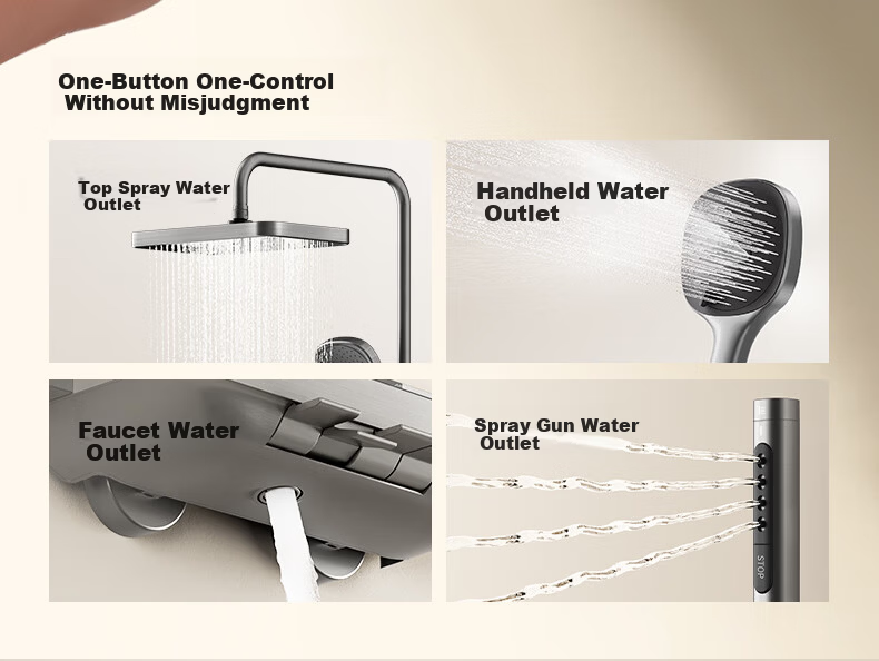 JOMOO Shower Set with Piano Key Massage Spray Gun, Descaling Top Water Spray, Yu Spirit Shower Head 36668-882/1B-1 16
