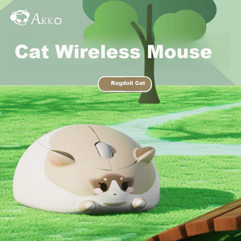 AKKO Cat Bluetooth Wireless Mouse Portable Cute Female High-Value Three-Mode Mouse Laptop Silent Office 2.4G Dual-Mode Battery Mouse Ragdoll