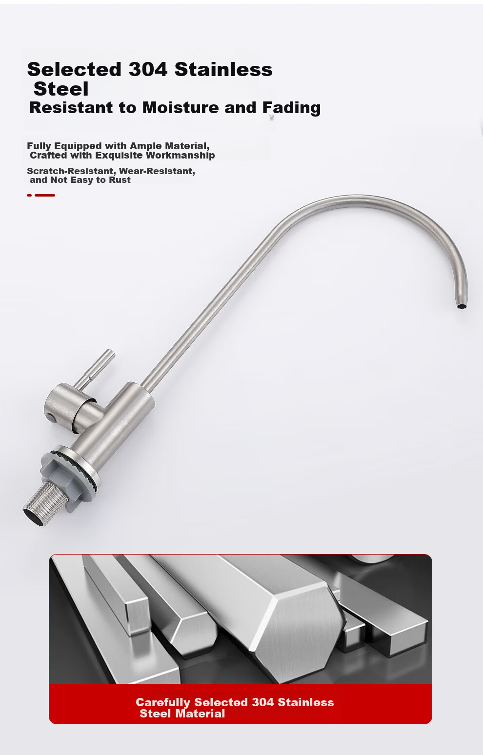 CVBAB Direct Drinking Kitchen Faucet Single Cold Tap 304 Stainless Steel Purifier Faucet 1/4" and 1/2" Connector CV1285 8
