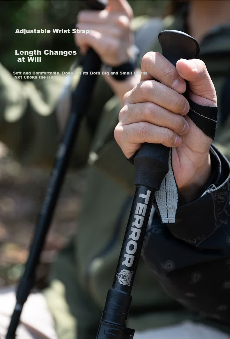 TERROR Carbon Fiber Folding Trekking Pole Carbon Fiber Hiking Stick Mountain Climbing Cane Outdoor Equipment Songyun Folding Carbon Fiber Black 7