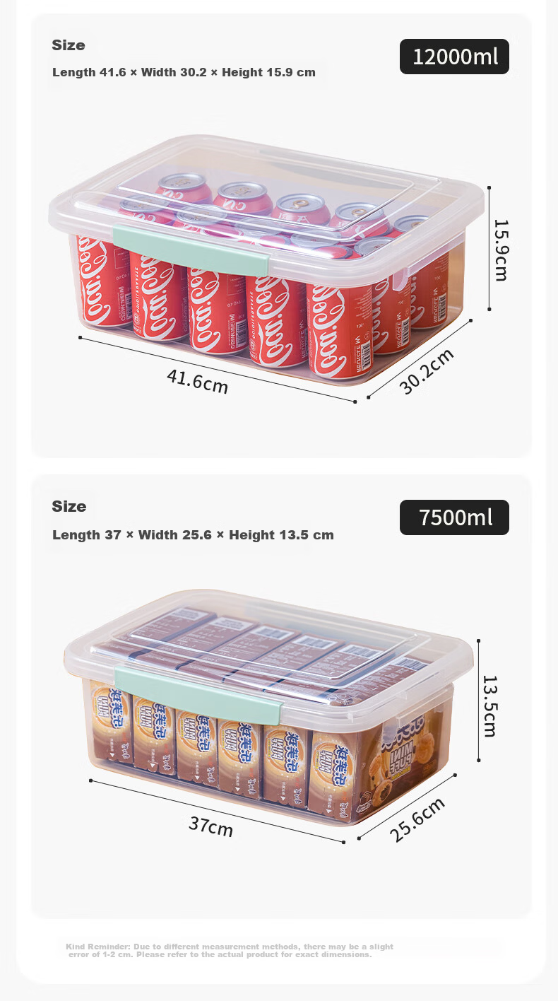 Citylong Refrigerator Storage Box Food Grade Fruit and Vegetable Fresh-Keeping Box Sealed Kimchi Pickle Snack Storage Box 12L 3-Pack 14