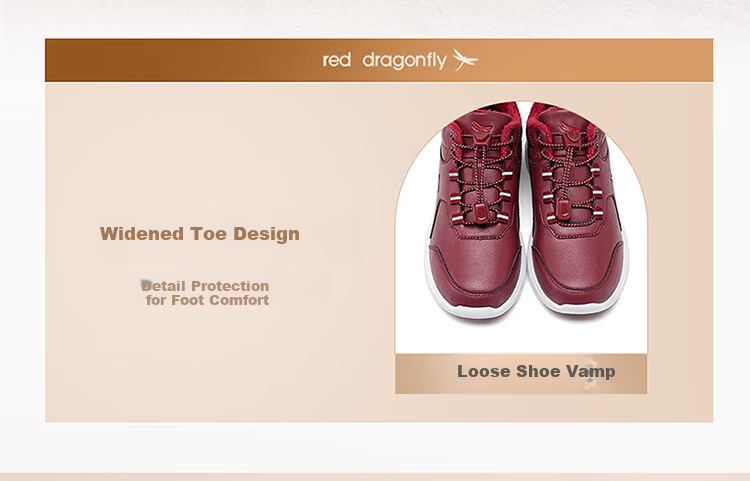 Red Dragonfly Women's Walking Shoes Autumn Winter Fleece Lightweight Breathable Casual Cotton Shoes EXC451011 Wine Red Size 35 4