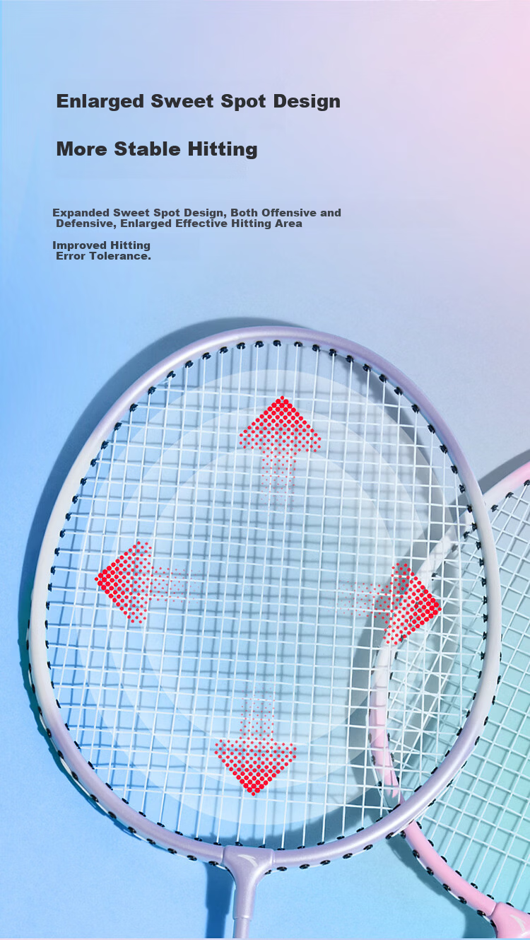 ANTA Badminton Racket Set Lightweight Durable Beginner Rackets Black Blue + Black Red 3