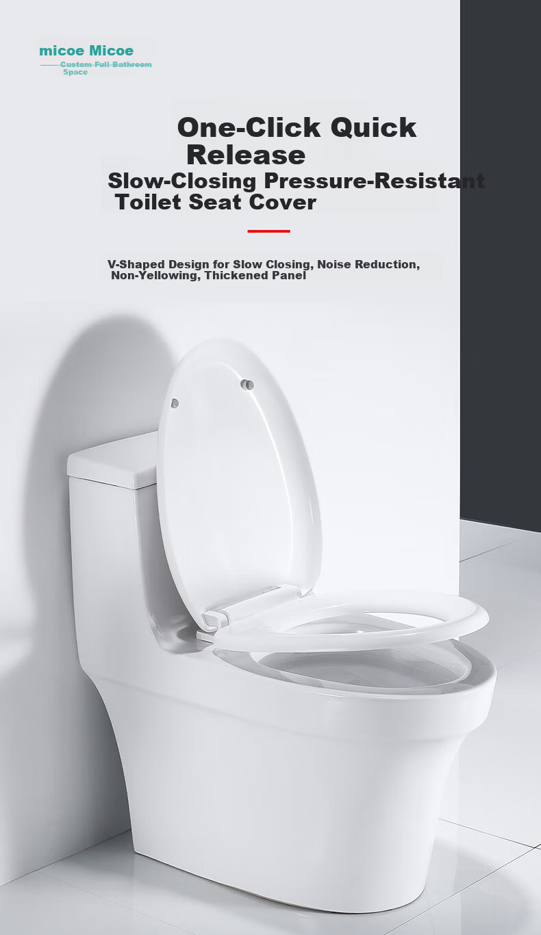 MICOE Toilet Seat Universal Household Water-Flushing Toilet Ring Accessories Squat Toilet Cover Plate Thickened Slow-Close Squat Toilet Seat Ring 4
