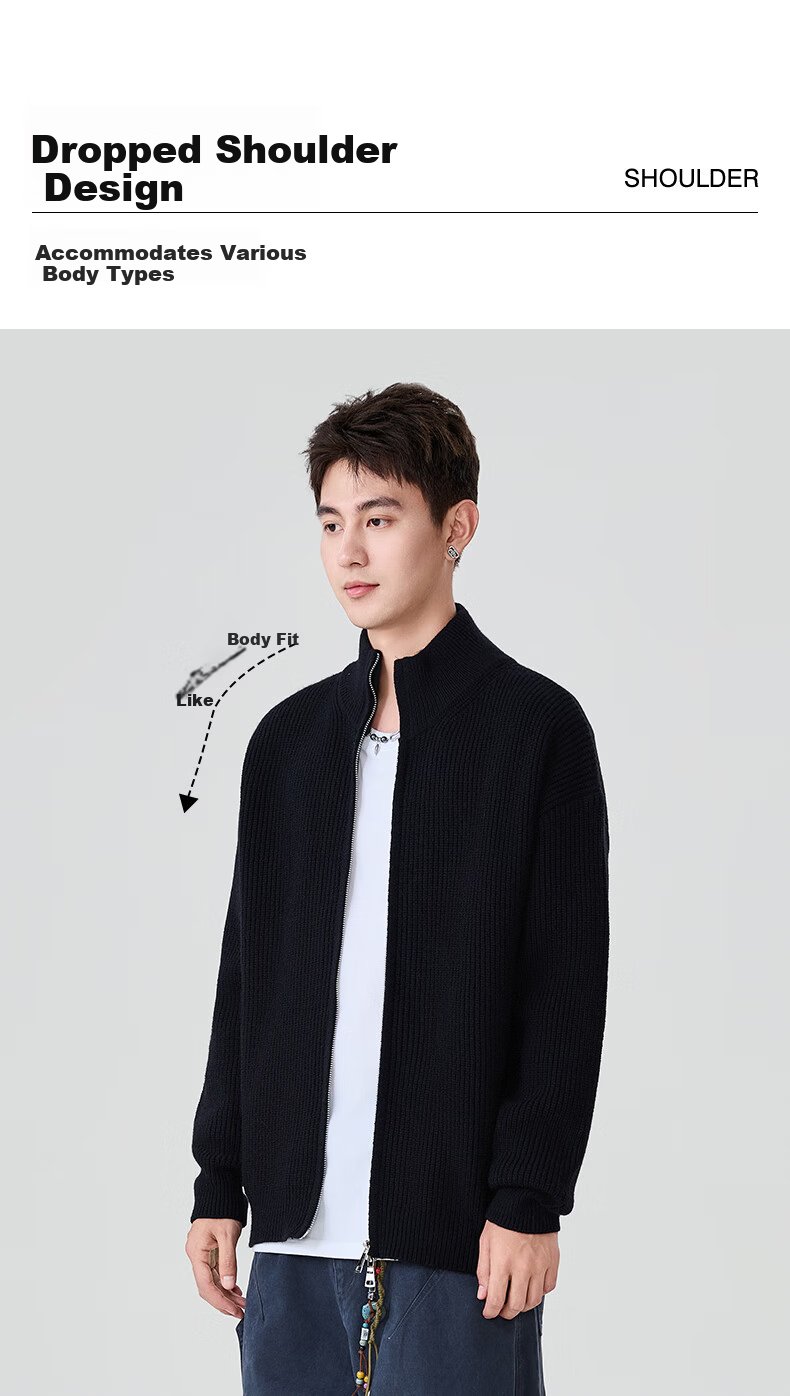 Baleno S&K Series Men's Knit Sweater Autumn Winter Thickened Simple Casual Warm Jacket Daily Versatile Loose Outerwear 6