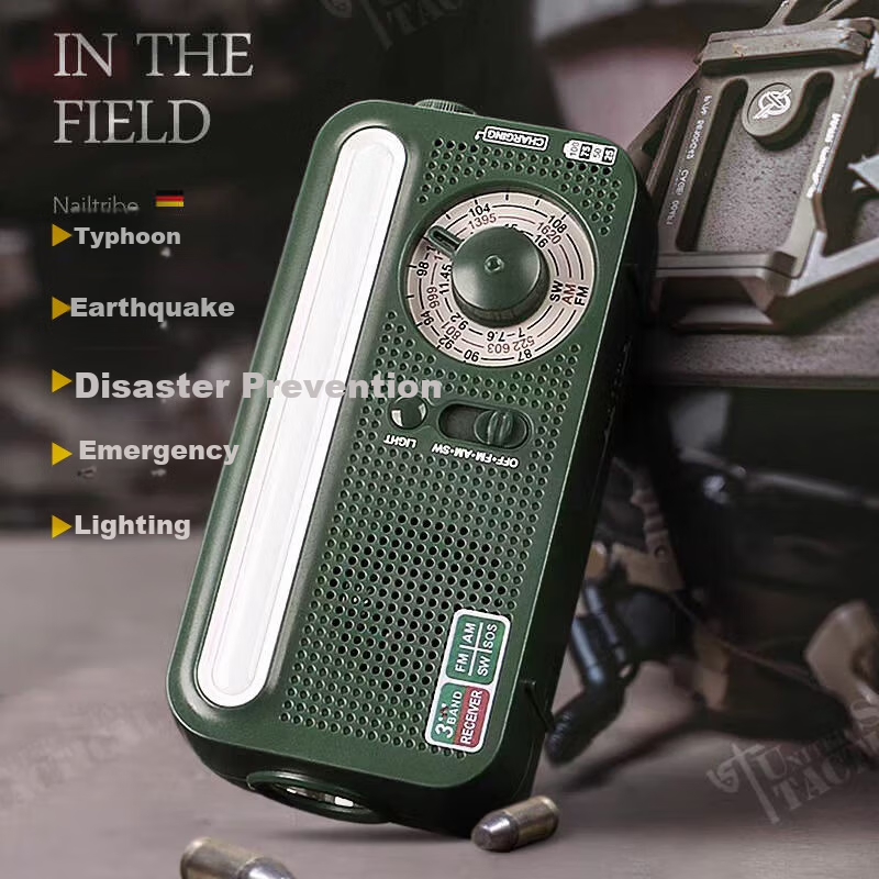 SHENYU Hand Crank Generator Radio Flashlight Multifunctional Emergency Outdoor Solar Charging Equipment Lighting Lamp