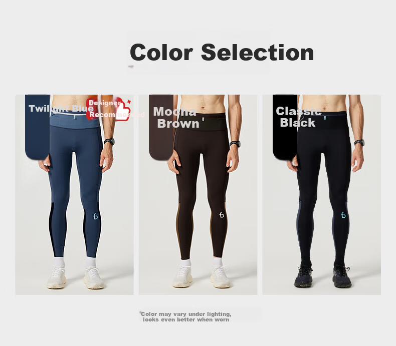 Feibit [Off-Road Long Pants] Men's Compression Tight Quick-Dry Marathon Trail Running Hiking Pole Pants Classic Black L 7