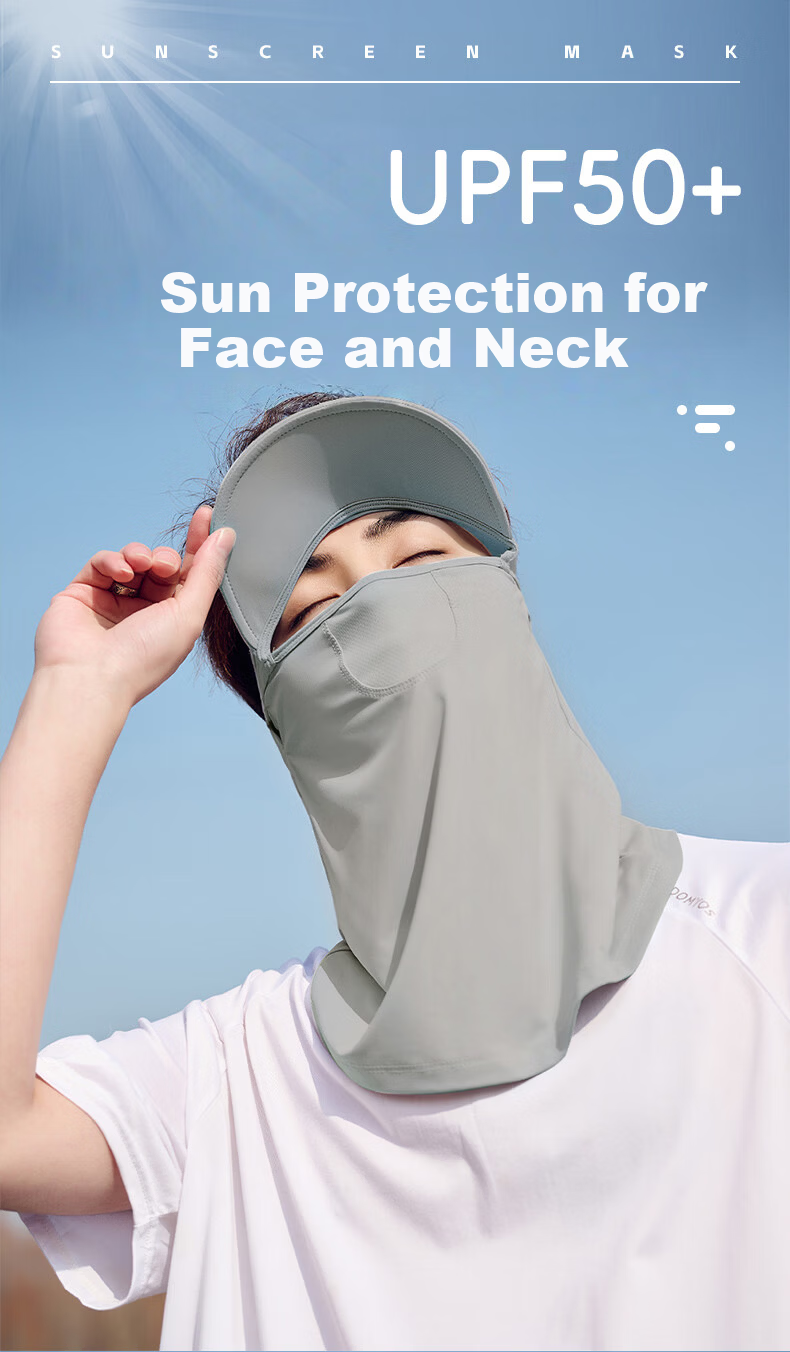40,000KM Cycling Sun Protection Face Mask Men's Summer Full Face Sunshade Neck Guard UV Resistant Outdoor Fishing Ice Silk Breathable 3