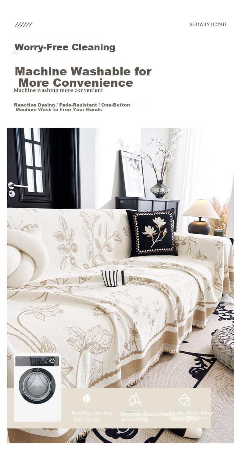 Grace Chenille Sofa Cover Anti-Scratch Non-Slip Four Seasons Universal Sofa Cushion Slipcover Ling Manor Style 180*130cm 2