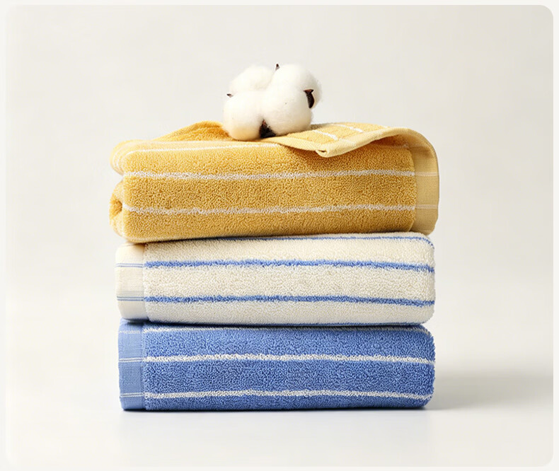 MINISO Cotton Face Towel Soft Absorbent Antibacterial Home Use Adult Blue+White Blue 5