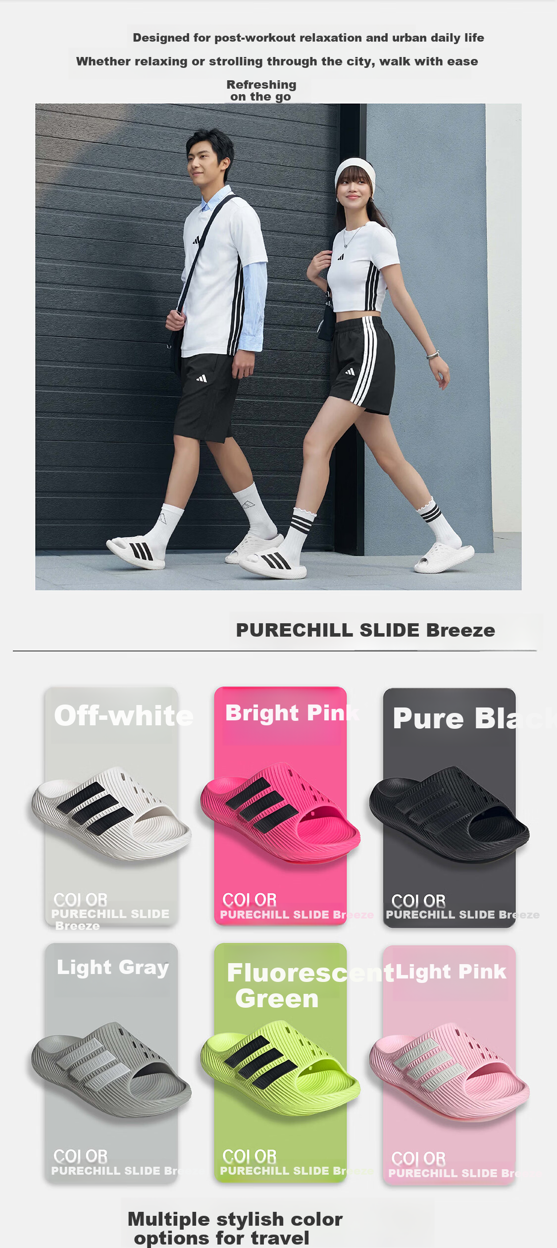 Adidas Sport Style Series Unisex PURECHILL SLIDE Sandals KI0055 Black Size 42 3