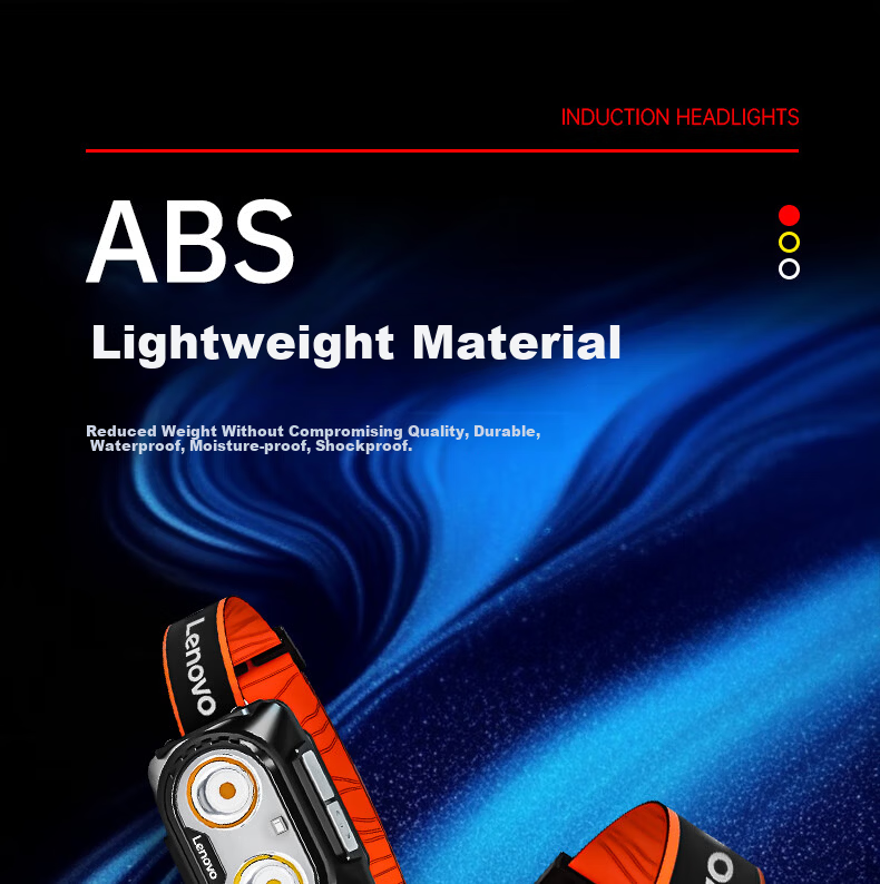 Lenovo Headlamp High Brightness Long Battery Life Rechargeable Outdoor Night Fishing Sensor Waterproof Work Mining Lightweight Head-Mounted Light 5