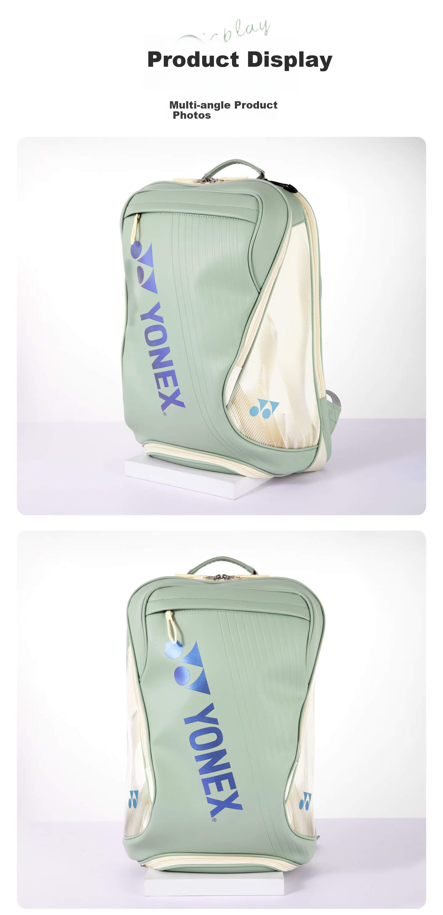 YONEX Badminton Backpack National Team Edition with Separate Shoe Compartment Large Capacity Double Shoulder Bag BA02612EX Smoky Green 10