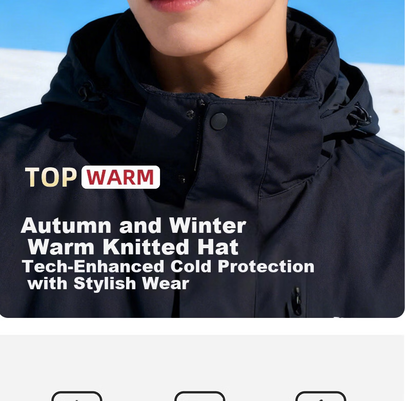 Woodpecker Men's Winter Warm Thickened Knitted Cotton Hat Windproof Cycling Beanie 2