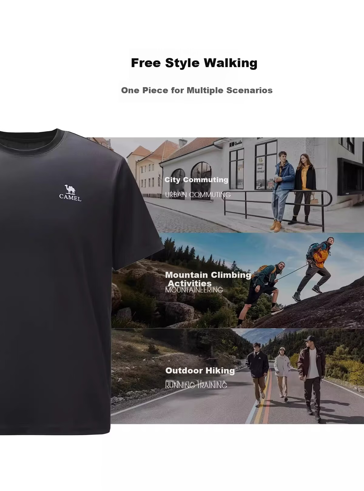 CAMEL Outdoor Quick-Dry T-Shirt Women 2026 Spring Summer New Short Sleeve Breathable Sweat-Absorbing Refreshing Hiking Sports Shirt Men K039 12
