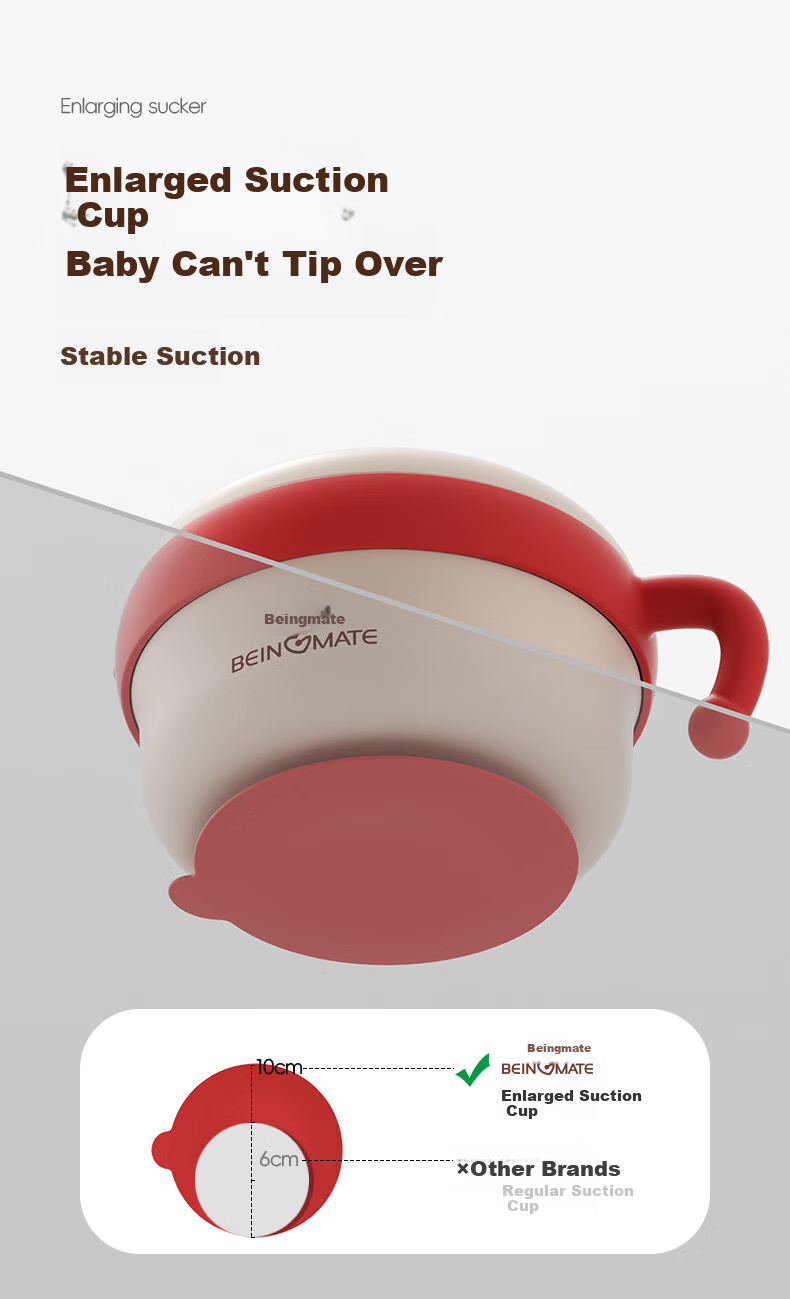 Beingmate Baby Feeding Bowl Temperature-Controlled Water Injection Insulated PPSU Suction Anti-Drop Children's Dining Tableware Lunch Box 3